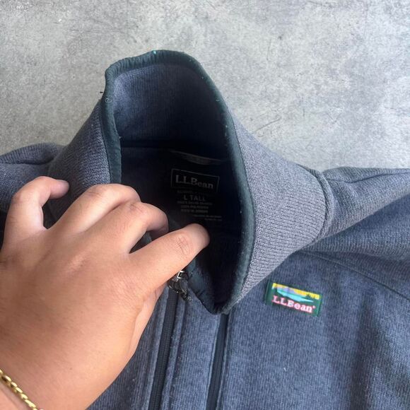 ll bean zip up sweater Mens size L tall y2k outdoors camping - Picture 3 of 3